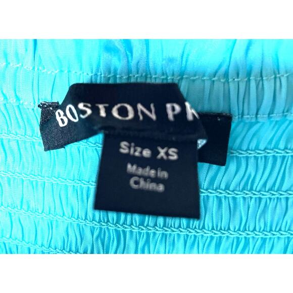 Boston Proper Isabela Smocked Peplum Drama Sleeve Blue Blouse Size XS (2-4) - Picture 6 of 6
